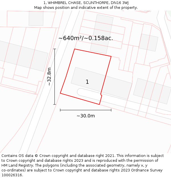 1, WHIMBREL CHASE, SCUNTHORPE, DN16 3WJ: Plot and title map