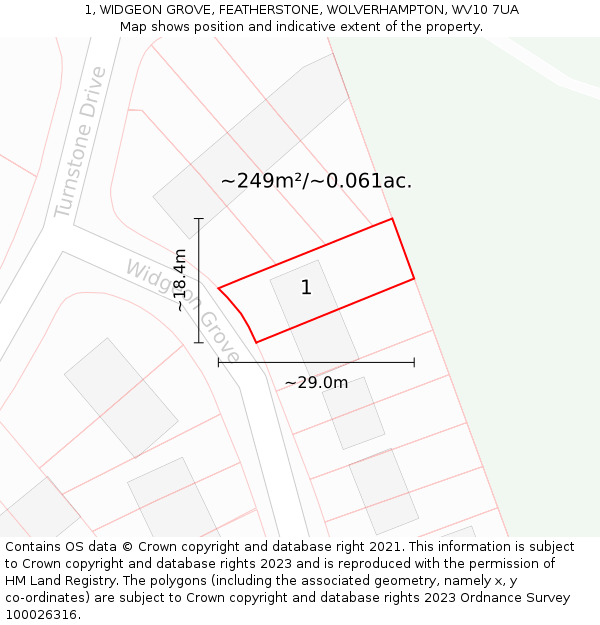 1, WIDGEON GROVE, FEATHERSTONE, WOLVERHAMPTON, WV10 7UA: Plot and title map