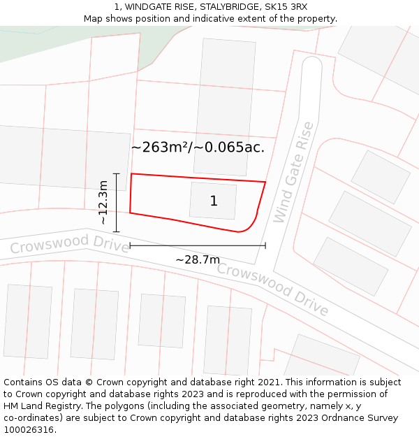 1, WINDGATE RISE, STALYBRIDGE, SK15 3RX: Plot and title map