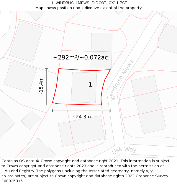 1, WINDRUSH MEWS, DIDCOT, OX11 7SE: Plot and title map