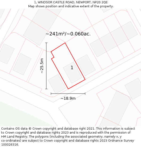 1, WINDSOR CASTLE ROAD, NEWPORT, NP20 2QE: Plot and title map