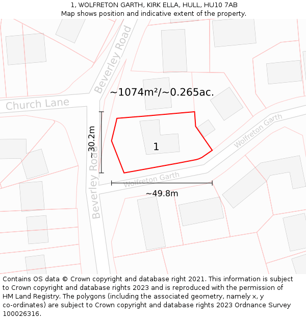 1, WOLFRETON GARTH, KIRK ELLA, HULL, HU10 7AB: Plot and title map