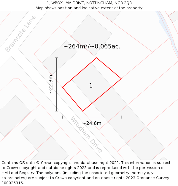 1, WROXHAM DRIVE, NOTTINGHAM, NG8 2QR: Plot and title map