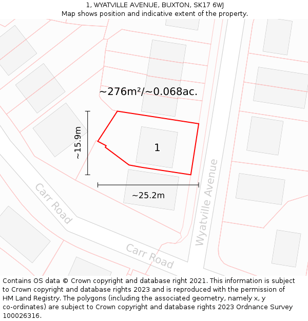 1, WYATVILLE AVENUE, BUXTON, SK17 6WJ: Plot and title map