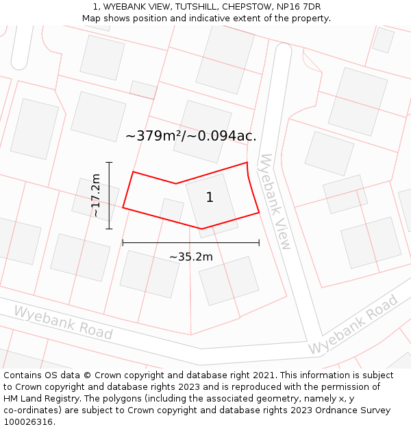 1, WYEBANK VIEW, TUTSHILL, CHEPSTOW, NP16 7DR: Plot and title map