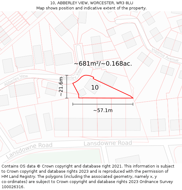 10, ABBERLEY VIEW, WORCESTER, WR3 8LU: Plot and title map