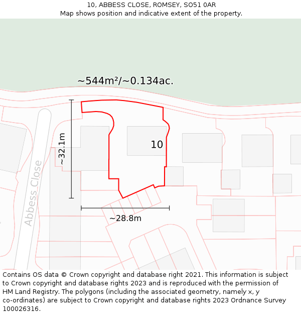 10, ABBESS CLOSE, ROMSEY, SO51 0AR: Plot and title map
