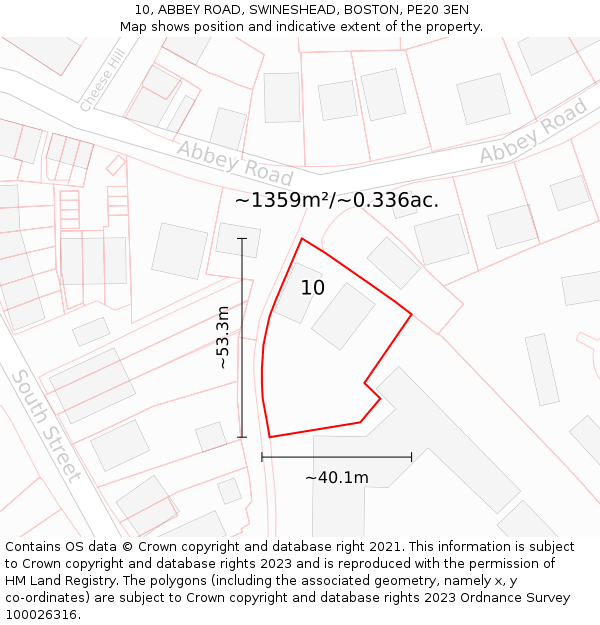 10, ABBEY ROAD, SWINESHEAD, BOSTON, PE20 3EN: Plot and title map
