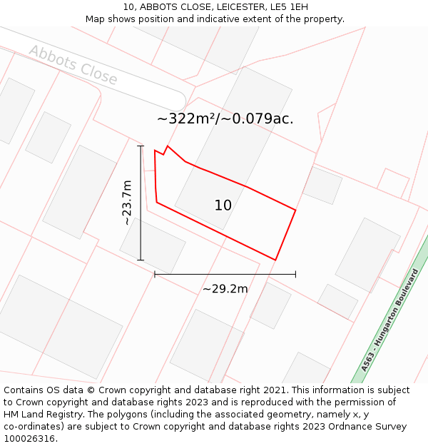 10, ABBOTS CLOSE, LEICESTER, LE5 1EH: Plot and title map