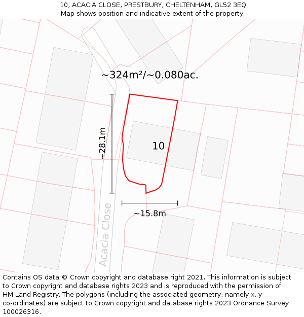 10, ACACIA CLOSE, PRESTBURY, CHELTENHAM, GL52 3EQ: Plot and title map