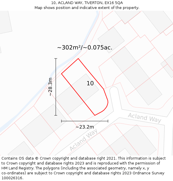 10, ACLAND WAY, TIVERTON, EX16 5QA: Plot and title map