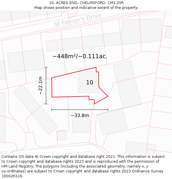 10, ACRES END, CHELMSFORD, CM1 2XR: Plot and title map
