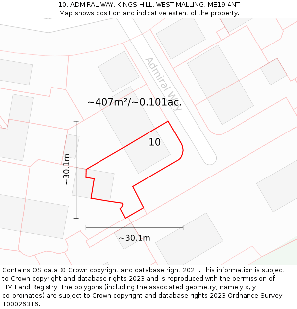 10, ADMIRAL WAY, KINGS HILL, WEST MALLING, ME19 4NT: Plot and title map