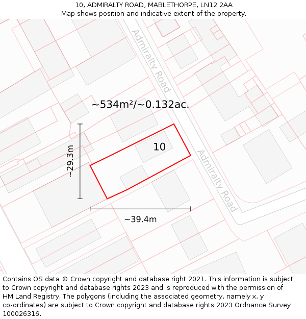10, ADMIRALTY ROAD, MABLETHORPE, LN12 2AA: Plot and title map