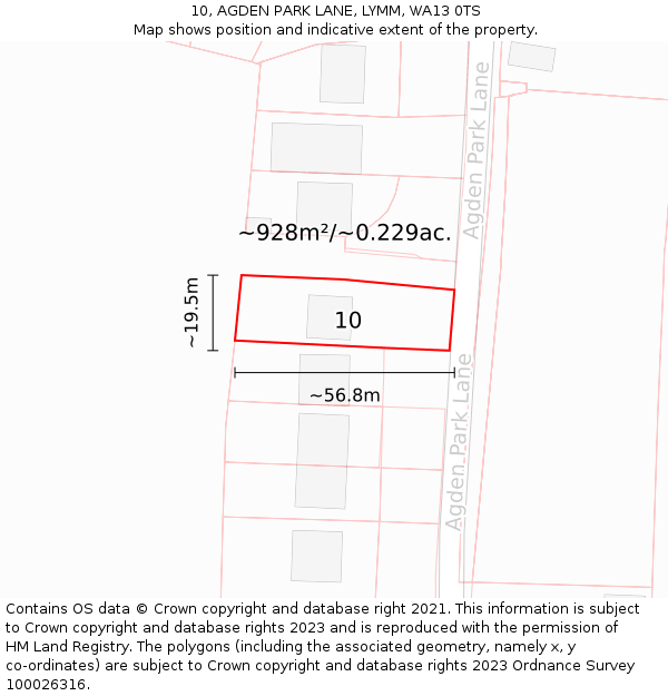 10, AGDEN PARK LANE, LYMM, WA13 0TS: Plot and title map