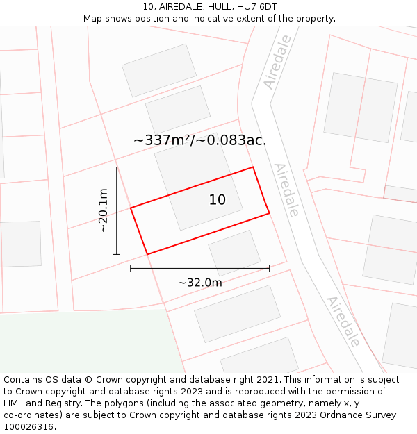 10, AIREDALE, HULL, HU7 6DT: Plot and title map