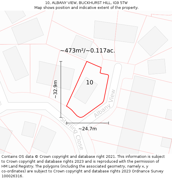 10, ALBANY VIEW, BUCKHURST HILL, IG9 5TW: Plot and title map