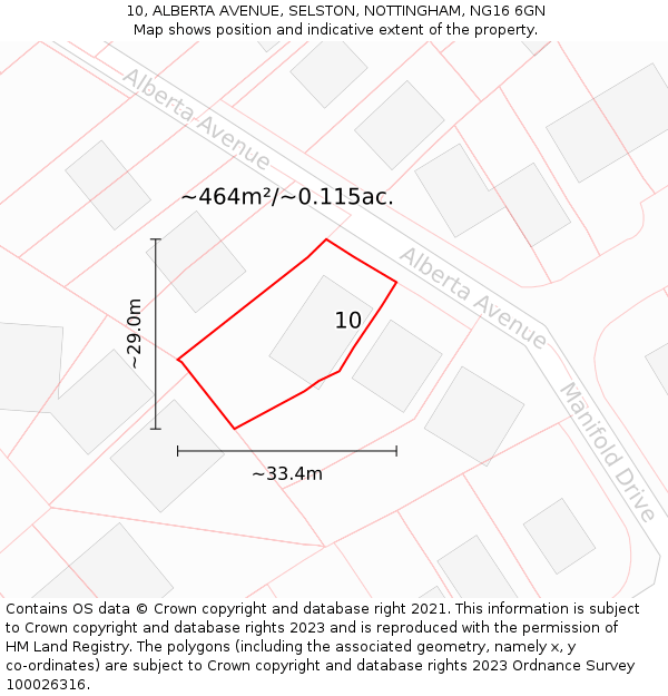 10, ALBERTA AVENUE, SELSTON, NOTTINGHAM, NG16 6GN: Plot and title map