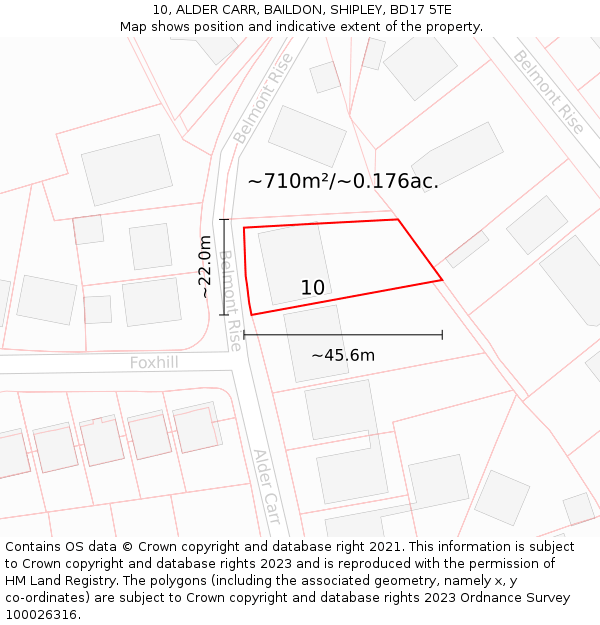 10, ALDER CARR, BAILDON, SHIPLEY, BD17 5TE: Plot and title map