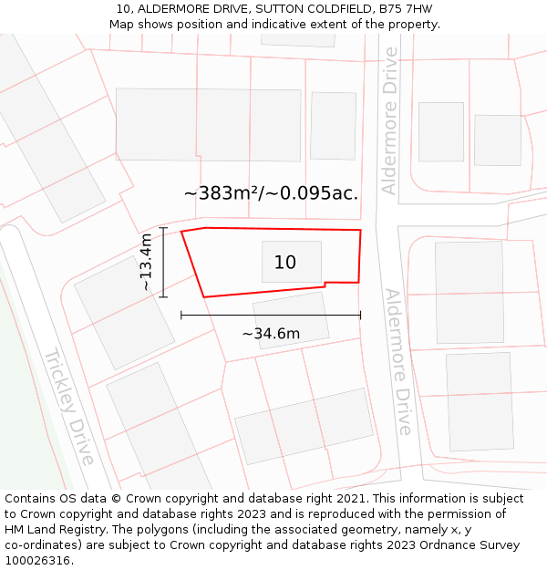 10, ALDERMORE DRIVE, SUTTON COLDFIELD, B75 7HW: Plot and title map