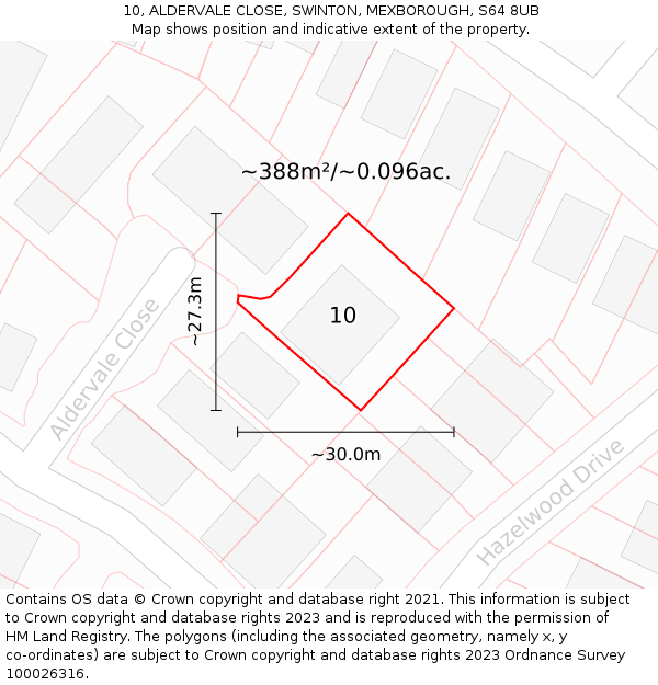 10, ALDERVALE CLOSE, SWINTON, MEXBOROUGH, S64 8UB: Plot and title map