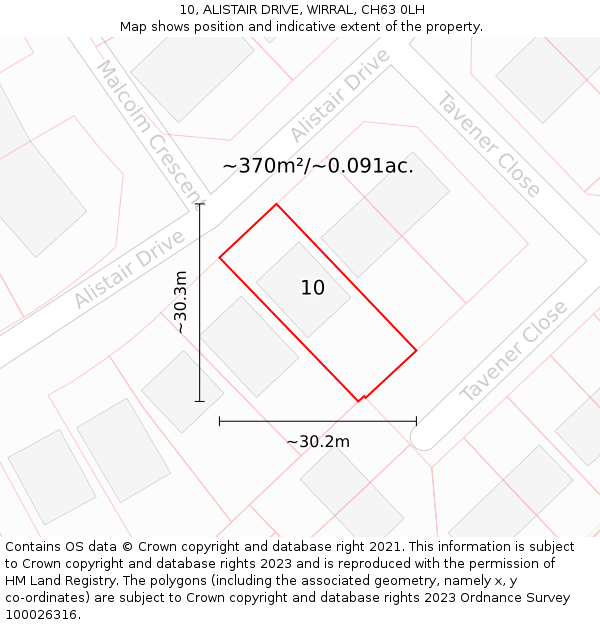 10, ALISTAIR DRIVE, WIRRAL, CH63 0LH: Plot and title map
