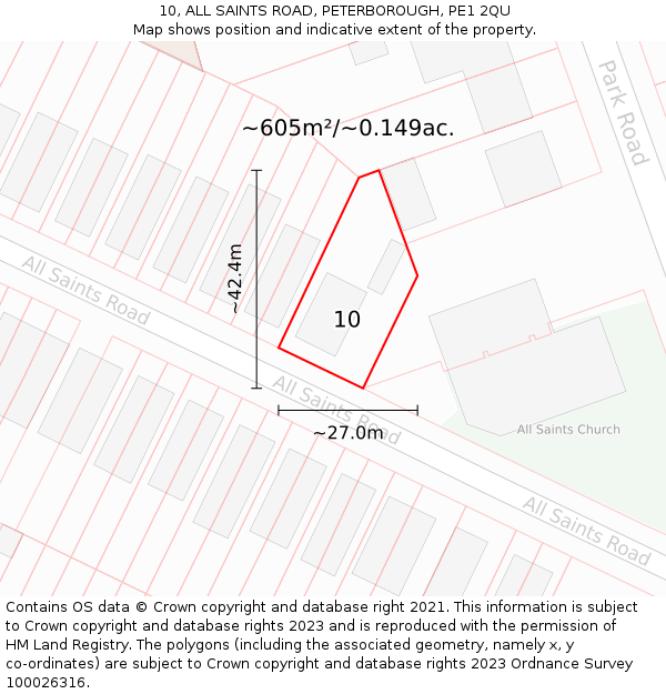 10, ALL SAINTS ROAD, PETERBOROUGH, PE1 2QU: Plot and title map
