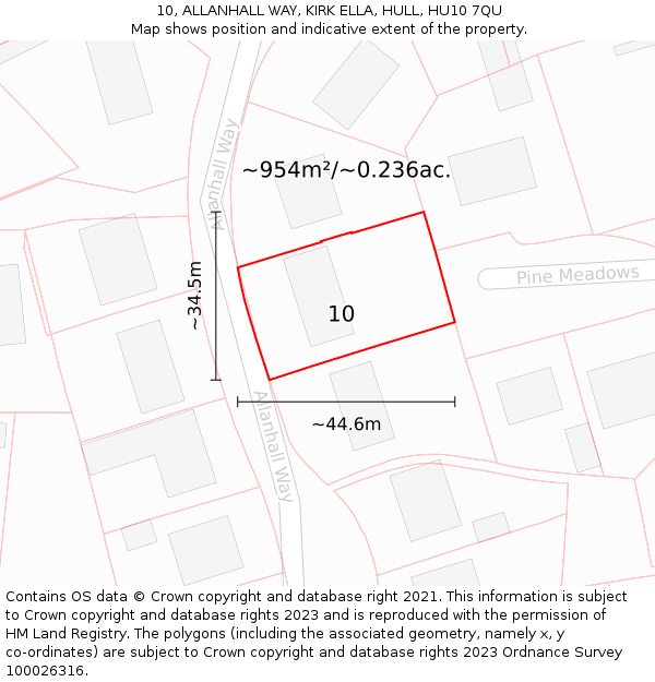 10, ALLANHALL WAY, KIRK ELLA, HULL, HU10 7QU: Plot and title map