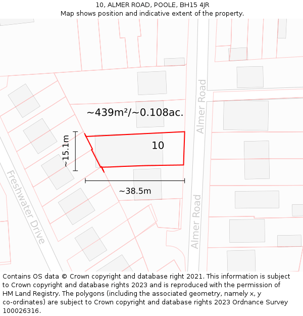 10, ALMER ROAD, POOLE, BH15 4JR: Plot and title map