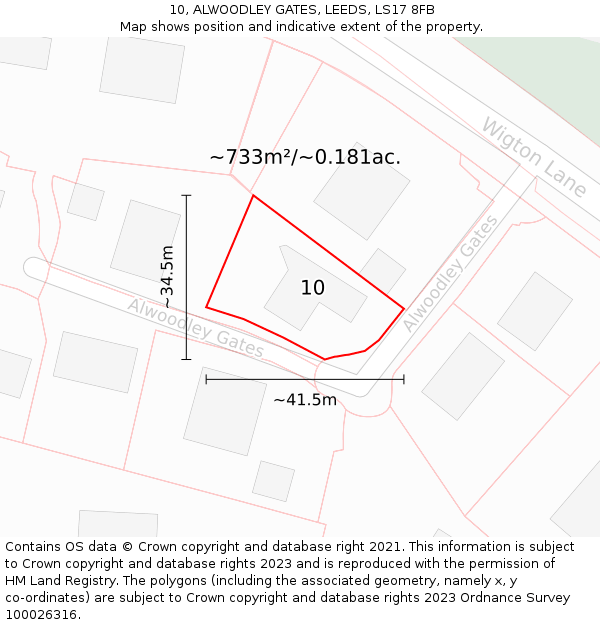 10, ALWOODLEY GATES, LEEDS, LS17 8FB: Plot and title map