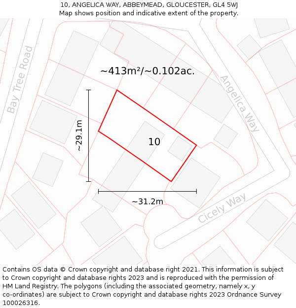 10, ANGELICA WAY, ABBEYMEAD, GLOUCESTER, GL4 5WJ: Plot and title map