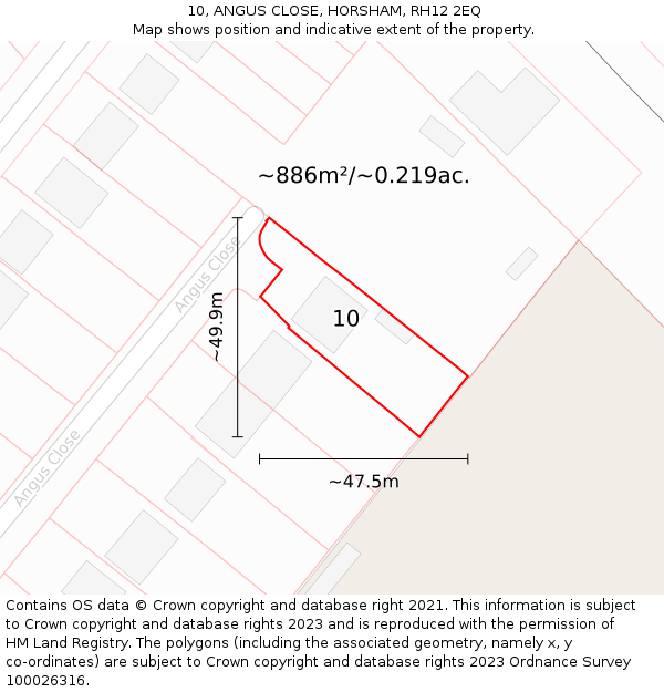 10, ANGUS CLOSE, HORSHAM, RH12 2EQ: Plot and title map