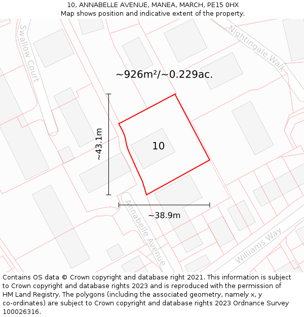 10, ANNABELLE AVENUE, MANEA, MARCH, PE15 0HX: Plot and title map