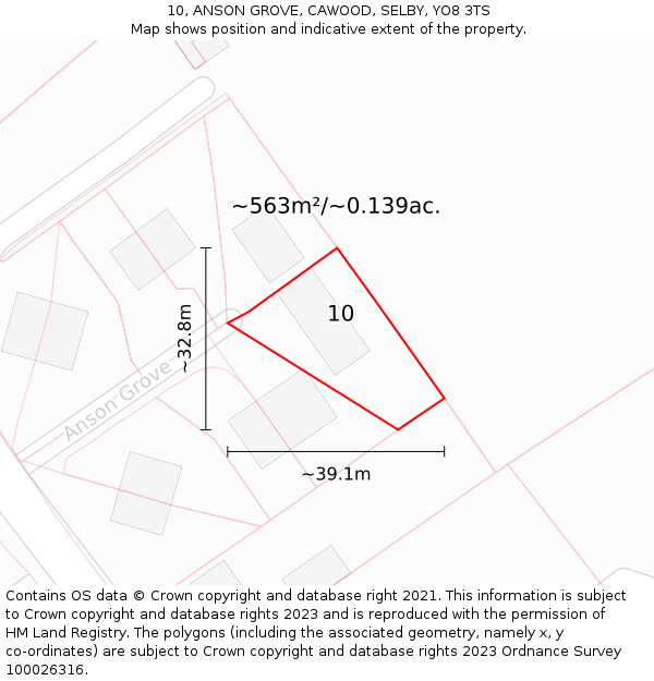 10, ANSON GROVE, CAWOOD, SELBY, YO8 3TS: Plot and title map