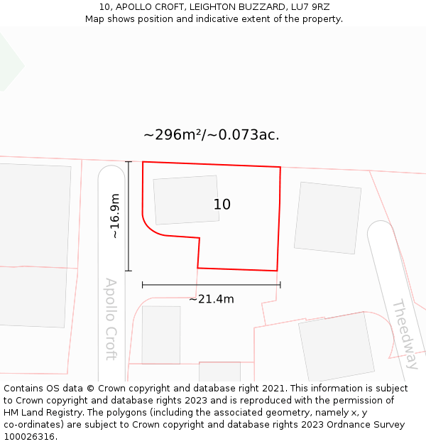 10, APOLLO CROFT, LEIGHTON BUZZARD, LU7 9RZ: Plot and title map