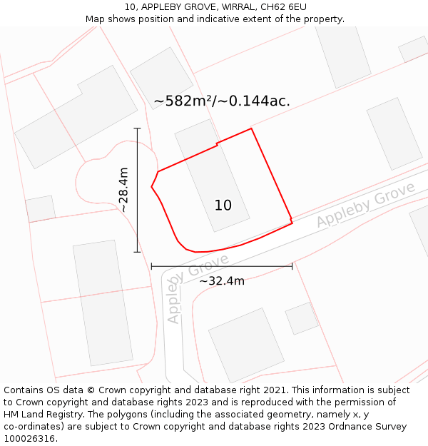 10, APPLEBY GROVE, WIRRAL, CH62 6EU: Plot and title map