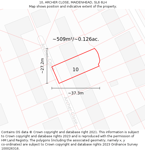 10, ARCHER CLOSE, MAIDENHEAD, SL6 6LH: Plot and title map