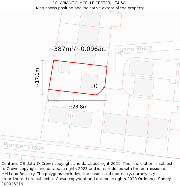10, ARIANE PLACE, LEICESTER, LE4 5AL: Plot and title map