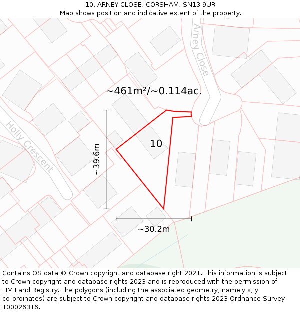 10, ARNEY CLOSE, CORSHAM, SN13 9UR: Plot and title map