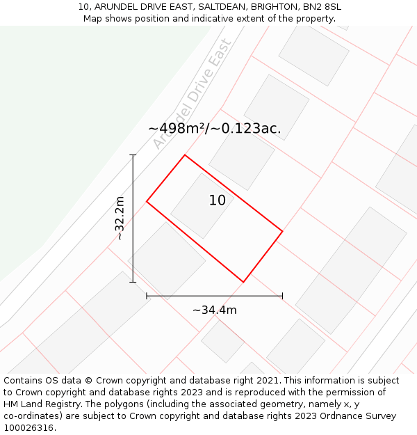 10, ARUNDEL DRIVE EAST, SALTDEAN, BRIGHTON, BN2 8SL: Plot and title map