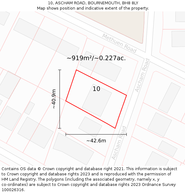 10, ASCHAM ROAD, BOURNEMOUTH, BH8 8LY: Plot and title map