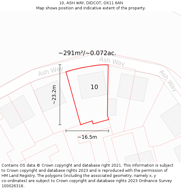 10, ASH WAY, DIDCOT, OX11 6AN: Plot and title map