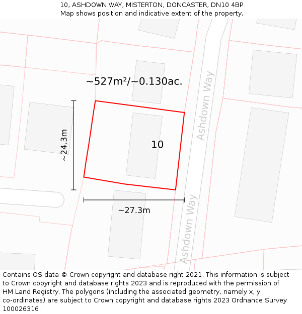 10, ASHDOWN WAY, MISTERTON, DONCASTER, DN10 4BP: Plot and title map