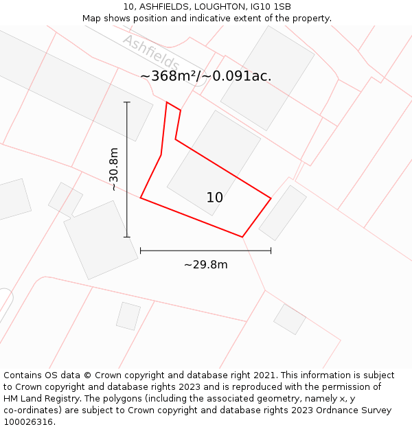 10, ASHFIELDS, LOUGHTON, IG10 1SB: Plot and title map