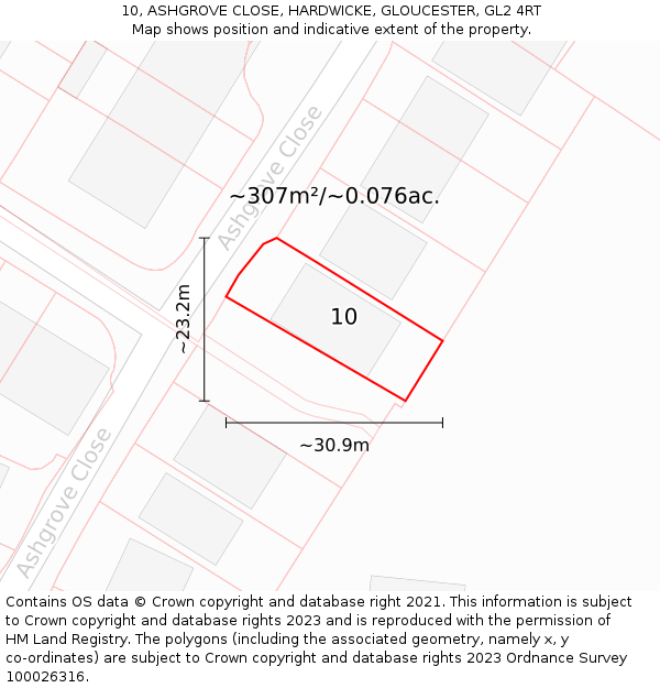 10, ASHGROVE CLOSE, HARDWICKE, GLOUCESTER, GL2 4RT: Plot and title map