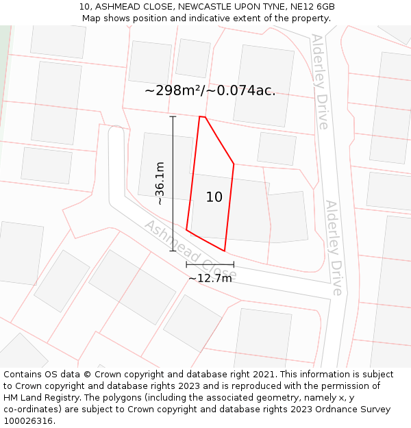 10, ASHMEAD CLOSE, NEWCASTLE UPON TYNE, NE12 6GB: Plot and title map