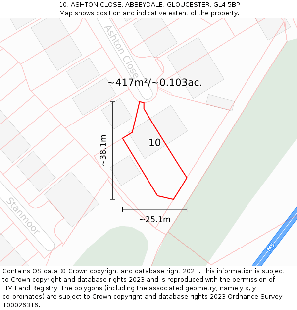 10, ASHTON CLOSE, ABBEYDALE, GLOUCESTER, GL4 5BP: Plot and title map