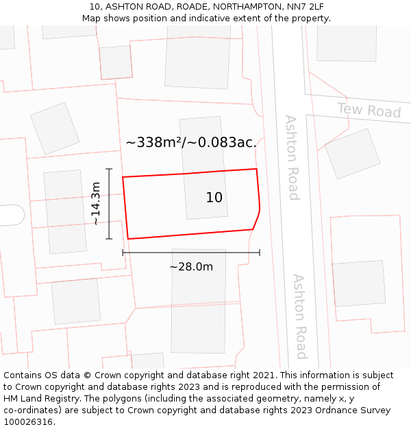 10, ASHTON ROAD, ROADE, NORTHAMPTON, NN7 2LF: Plot and title map