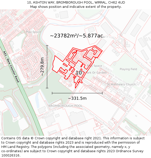 10, ASHTON WAY, BROMBOROUGH POOL, WIRRAL, CH62 4UD: Plot and title map