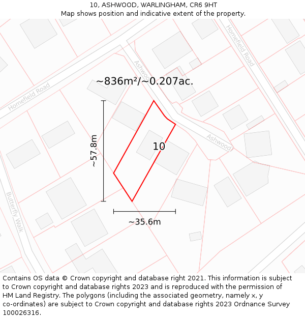 10, ASHWOOD, WARLINGHAM, CR6 9HT: Plot and title map